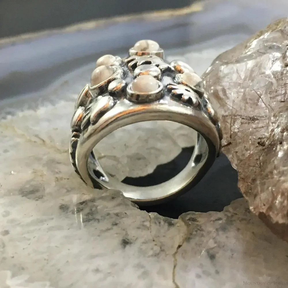 Jody Naranjo Vintage Sterling Silver Howlite & Symbols Decorated Ring For Women - Picture 5 of 10